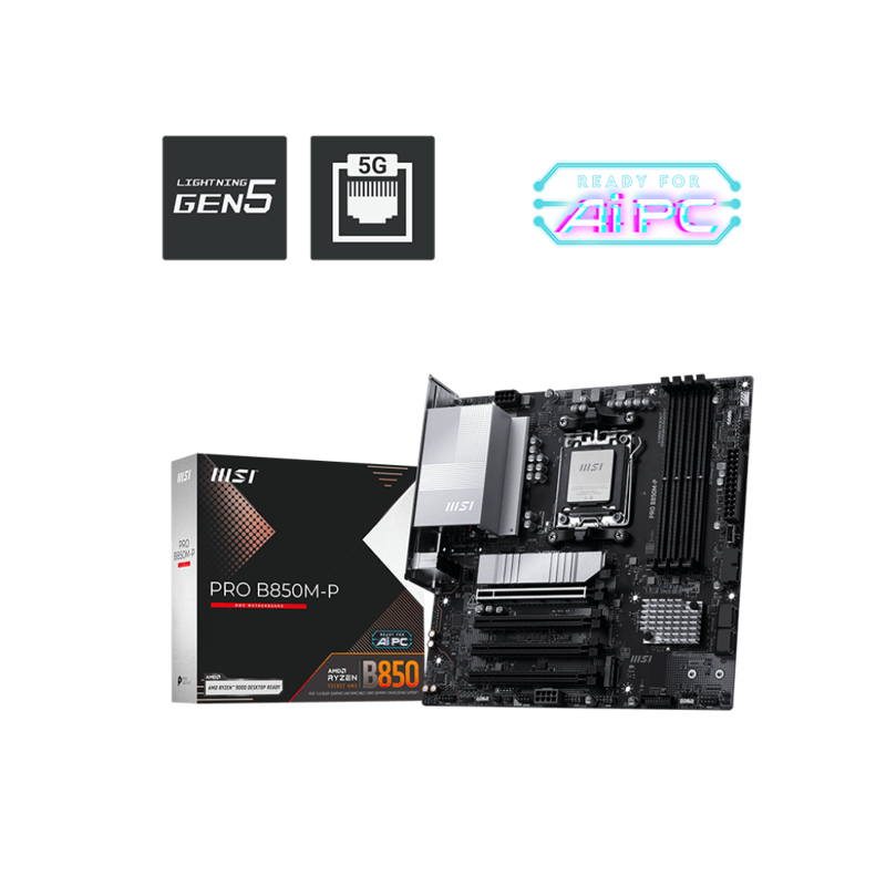 Материнская плата MSI PRO B850M-P, AM5, AMD B850, mATX, DDR5, UDIMM, фото 5
