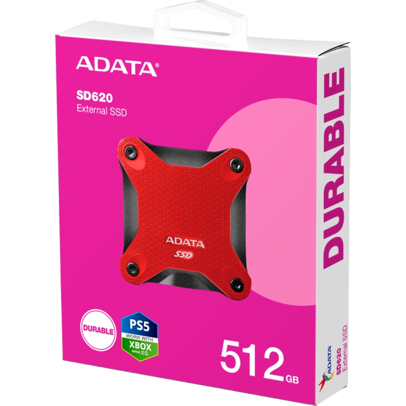 Внешний SSD ADATA SD620, 512GB, Type-C, USB 3.2 Gen2, R/W 520/460 MB/s, 80x80x15mm, Red (ADATA SD620-512GCRD), фото 6