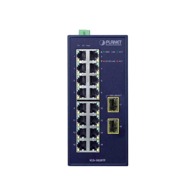 Коммутатор Planet IGS-1820TF промышленный неуправляемый, 16 портов 1 Гбит/с, 2 SFP, IP30, фото 2
