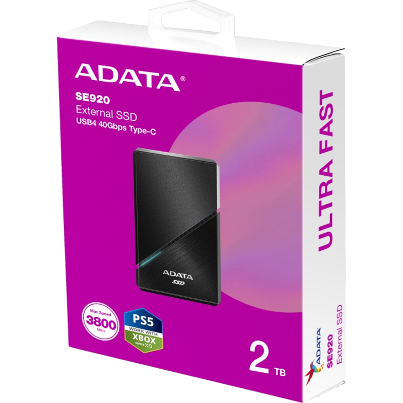 Внешний накопитель ADATA SE920, SSD 2 ТБ, USB 4.0, чтение 3800 МБ/с, запись 3700 МБ/с, фото 3
