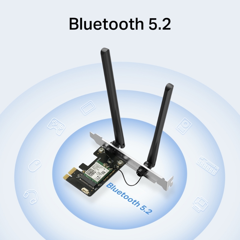Wi-Fi адаптер Mercusys MA80XE PCI Express, Wi-Fi 6 и Bluetooth, внешние антенны, фото 8
