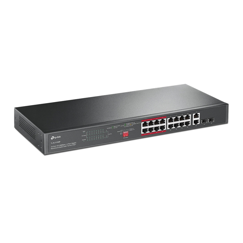 Коммутатор TP-Link TL-SL1218MP неуправляемый, 16 портов PoE+ 100 Мбит/с, 2 комбо-порта RJ-45/SFP, фото 2