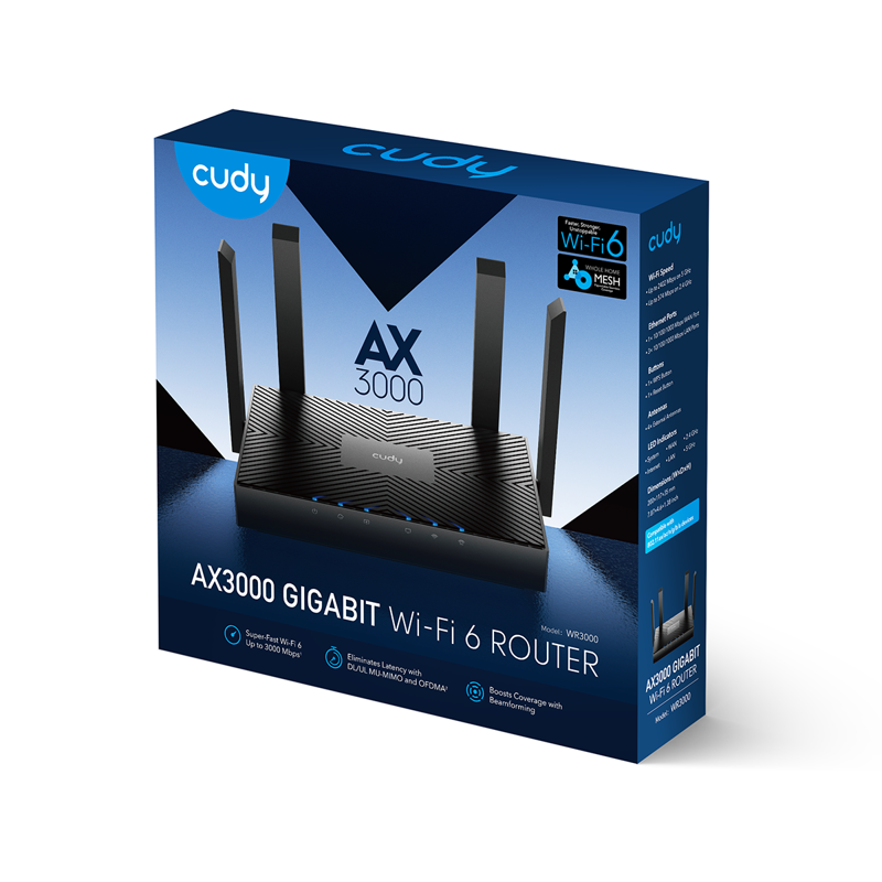 Wi-Fi роутер Cudy AX3000 Gigabit Dual Band Wi-Fi 6 Mesh Router, 3 порта LAN, фото 4