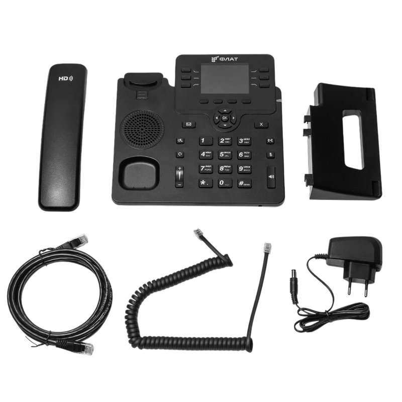 ЖК-дисплей, адаптер питания ФЛАТ-ПРО - Российское VOIP оборудование. Flat-Phone B6: 6 SIP-аккаунтов, фото 5
