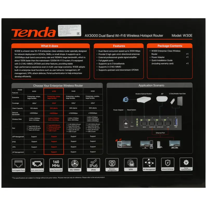Маршрутизатор Tenda W30E с Wi-Fi до 3000 Мбит/с, VPN, USB 3.0, управление со смартфона, фото 7