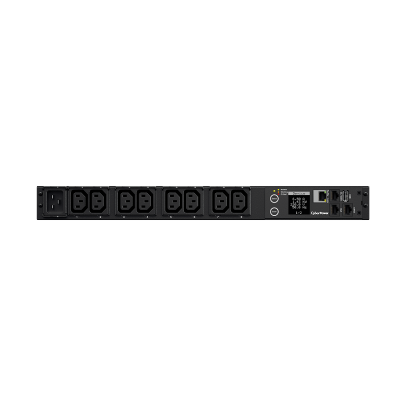 Блок распределения питания CyberPower PDU41005 коммутируемый, 1U, 16 А, вход C20, 8 розеток IEC, фото 2
