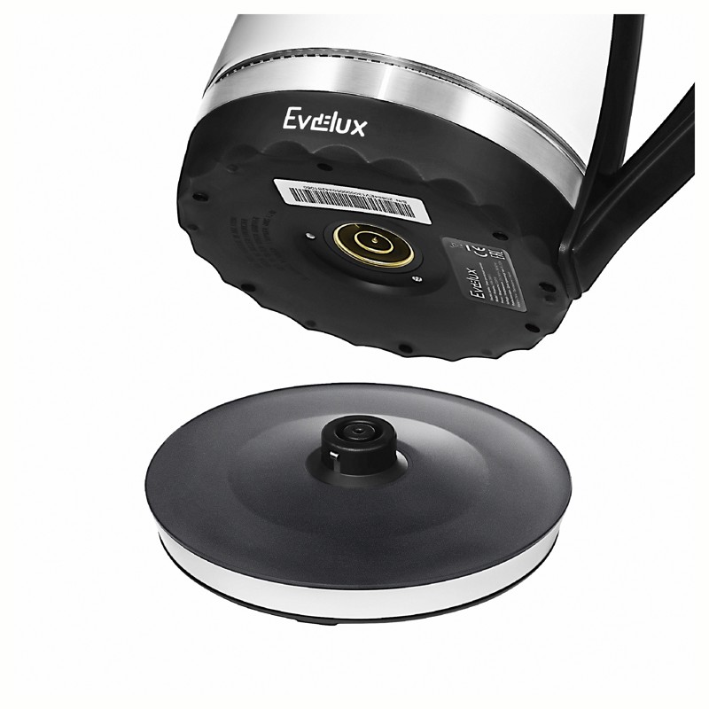 Электрочайник Evelux EWK 0904 G, 1,5 л, 2200 Вт, стеклянный корпус, подсветка, чёрный, фото 4