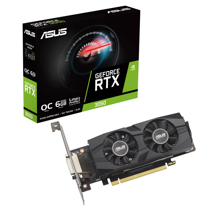 Видеокарта ASUS RTX3050-O6G-LP-BRK, NVIDIA GeForce RTX 3050, 6 ГБ видеопамяти, GDDR6, PCI Express 4.0, фото 2