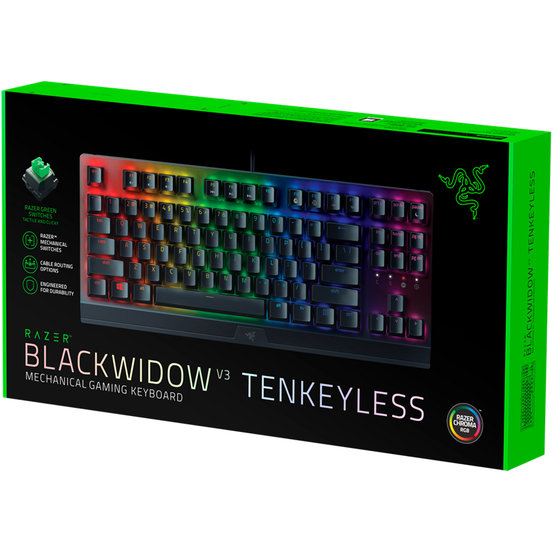 Клавиатура Razer Blackwidow V3, проводное подключение, USB-A, механические, чёрный, подсветка, фото 6