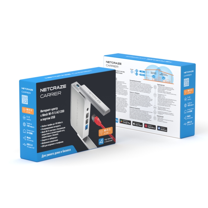 Wi-Fi роутер Netcraze AC1200 Mesh Wi-Fi 5 USB, 3 порта LAN, фото 6