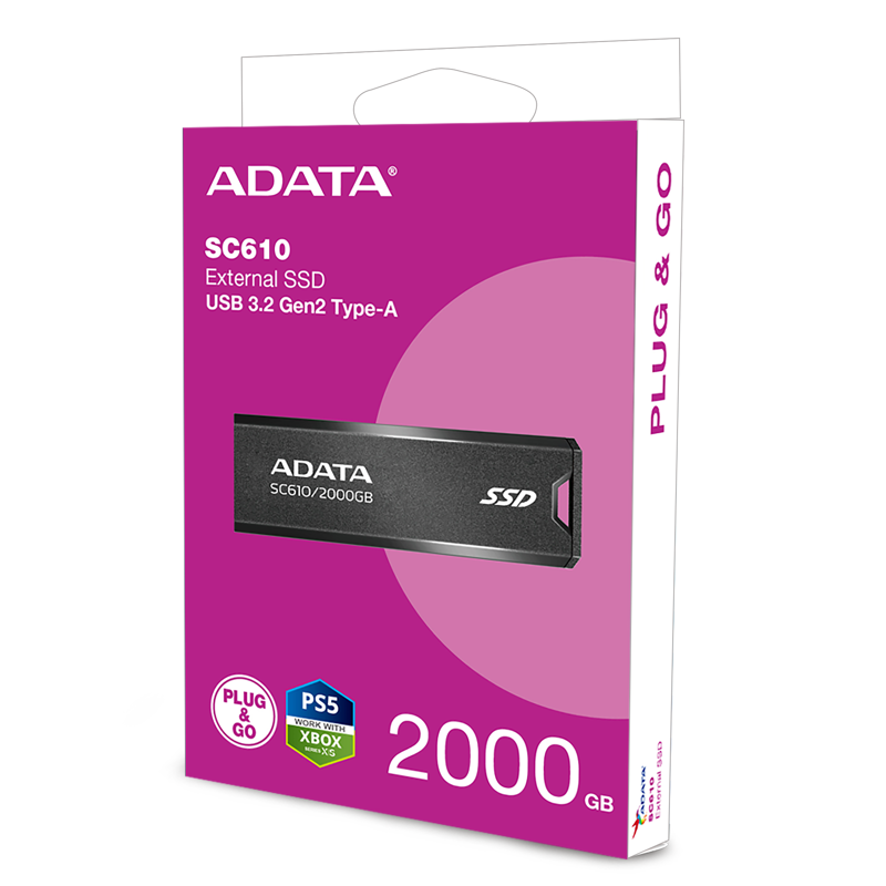 Внешний накопитель ADATA SC610, SSD 2 ТБ, USB 3.2 Gen 2 Type-A, чтение 550 МБ/с, запись 500 МБ/с, фото 10
