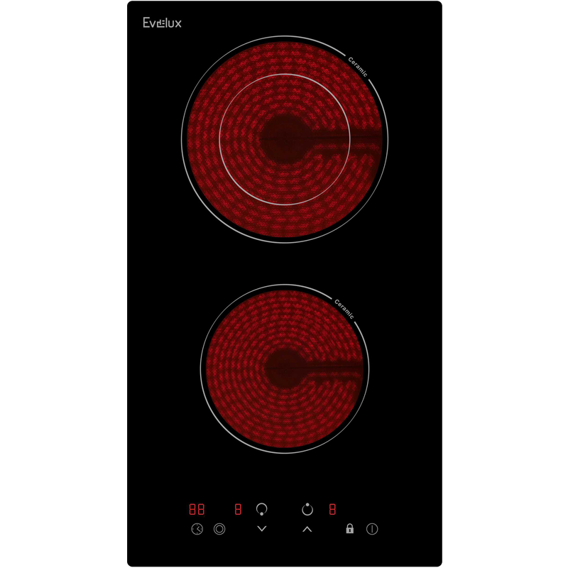 Варочная панель Evelux HEV 321 B, электрическая, 30 см, 2 конфорки Hi-Light, сенсорная, чёрное стекло, фото 2