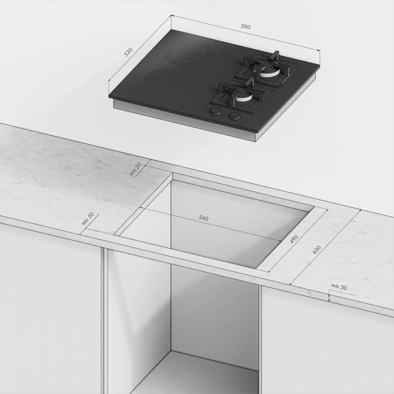 Варочная панель Kuppersberg EGS 600, комбинированная газ и Hi-Light, 60 см, 4 конфорки, чёрная, фото 11