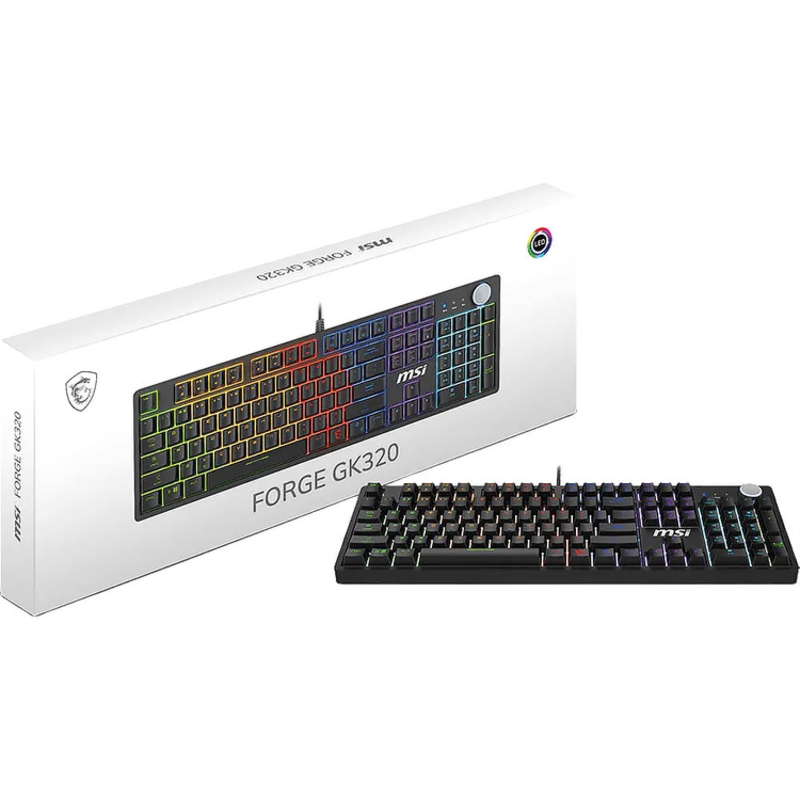 Клавиатура MSI FORGE GK320 RED RU, проводное подключение, USB-A, механические, чёрный, подсветка, фото 13