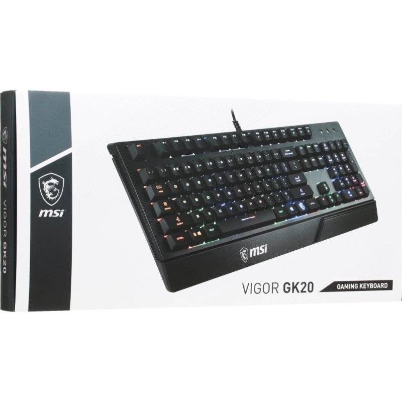 Клавиатура MSI VIGOR GK20 RU, проводное подключение, USB-A, мембранные, чёрный, подсветка, фото 8
