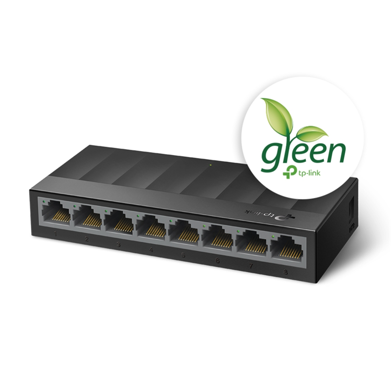Коммутатор TP-Link LS1008G неуправляемый, 8 портов 1 Гбит/с, пластиковый корпус, на стол или на стену, фото 2