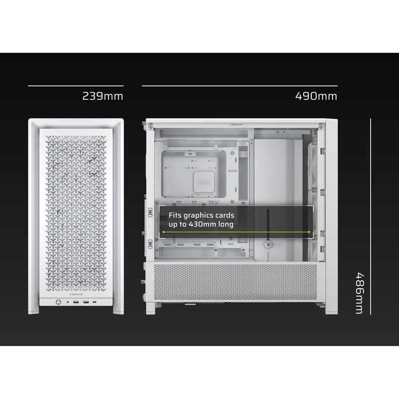 Корпус для ПК Corsair Frame 4000D RS, Midi Tower, белый, под ATX, E-ATX, mATX, Mini-ITX, фото 8