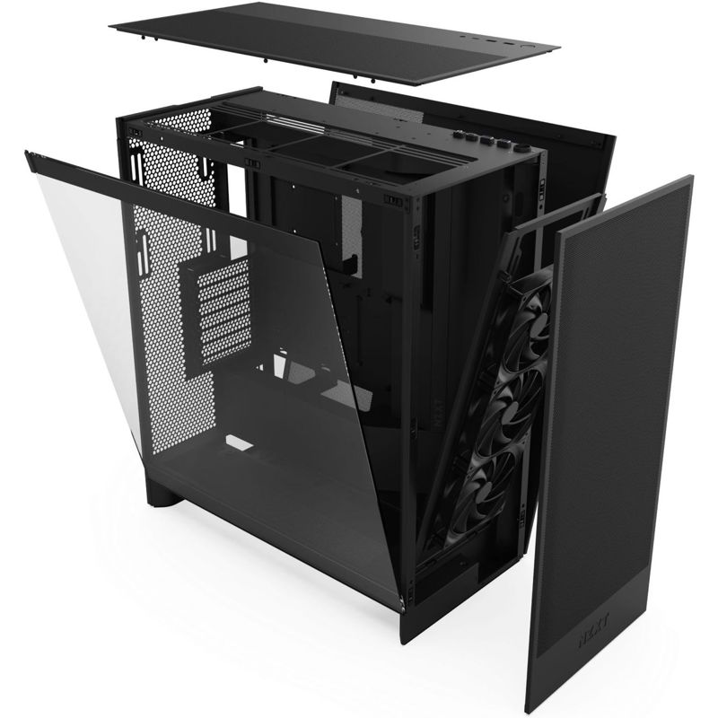 Корпус ПК без блока Case NZXT H7 Flow, Midi-Tower, TG, 3x120mm, 2xUSB-A 3.2 + 1xUSB-C 3.2, E-ATX, ATX, mATX, mITX Black, фото 6