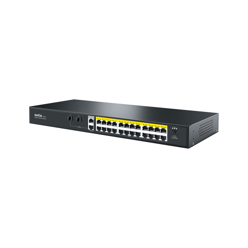 PoE-коммутатор Netis P124GH неуправляемый, 24 порта PoE+ 100 Мбит/с, 2 порта 1 Гбит/с, 360 Вт, фото 2