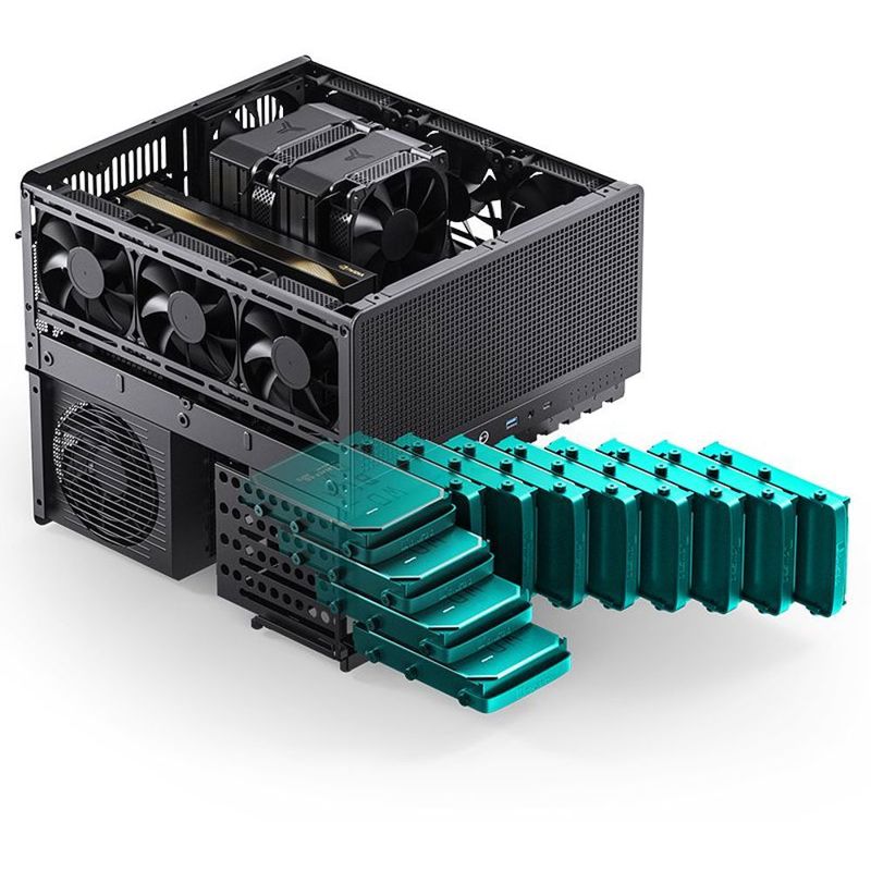 Корпус для ПК Jonsbo N5, Mini Tower, чёрный, под ATX, E-ATX, mATX, Mini-ITX, материал алюминий, дерево, сталь, фото 12