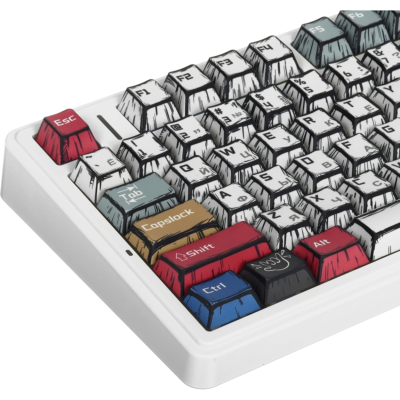 Игровая клавиатура/ Беспроводная механическая клавиатура AULA F75 Comic Keycap зеленые Reaper свитчи (Bluetooth, 2.4 Гц), фото 3