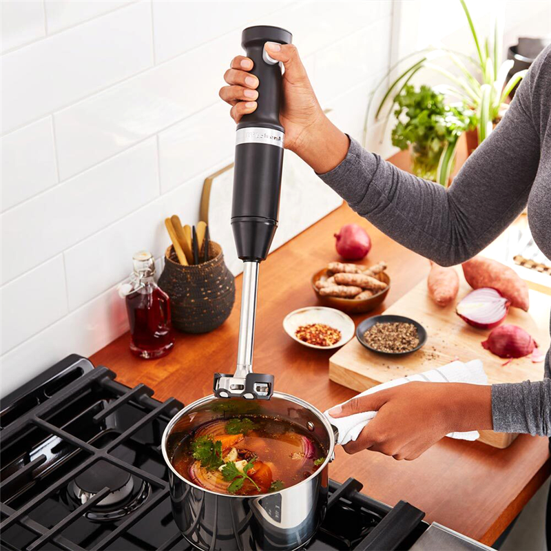 Погружной блендер KitchenAid 5KHBV83EOB, 180 Вт, венчик и измельчитель, стакан 1 л, чёрный, фото 8
