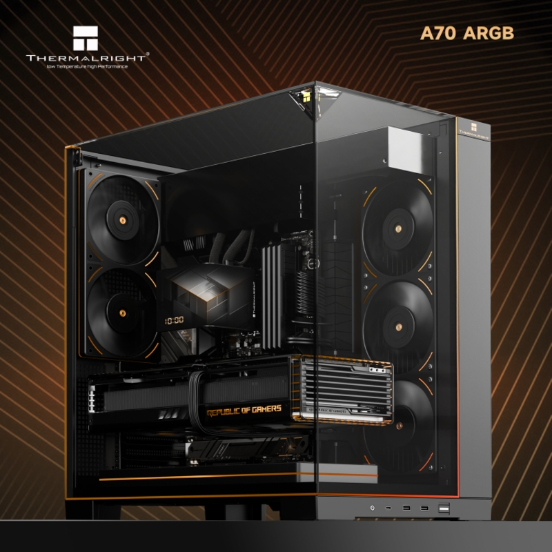 Корпус для ПК Thermalright A70 FAN5-C, Midi Tower, чёрный, под ATX, mATX, Thin mITX, подсветка ARGB, фото 3