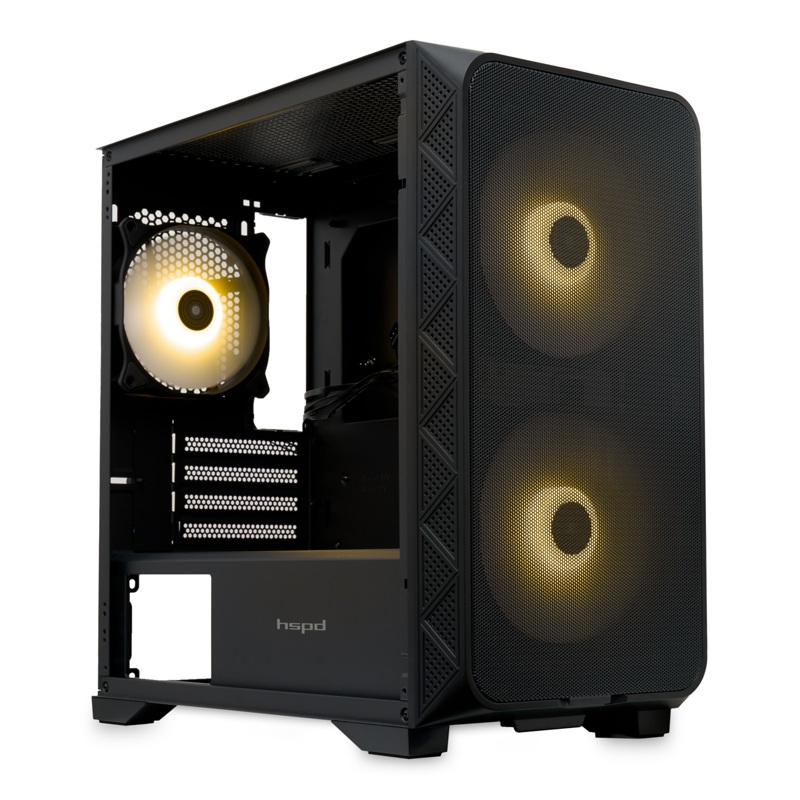 Корпус для ПК Hspd M321, Mini Tower, чёрный, под mATX, Mini-ITX, материал закалённое стекло, сталь, фото 2