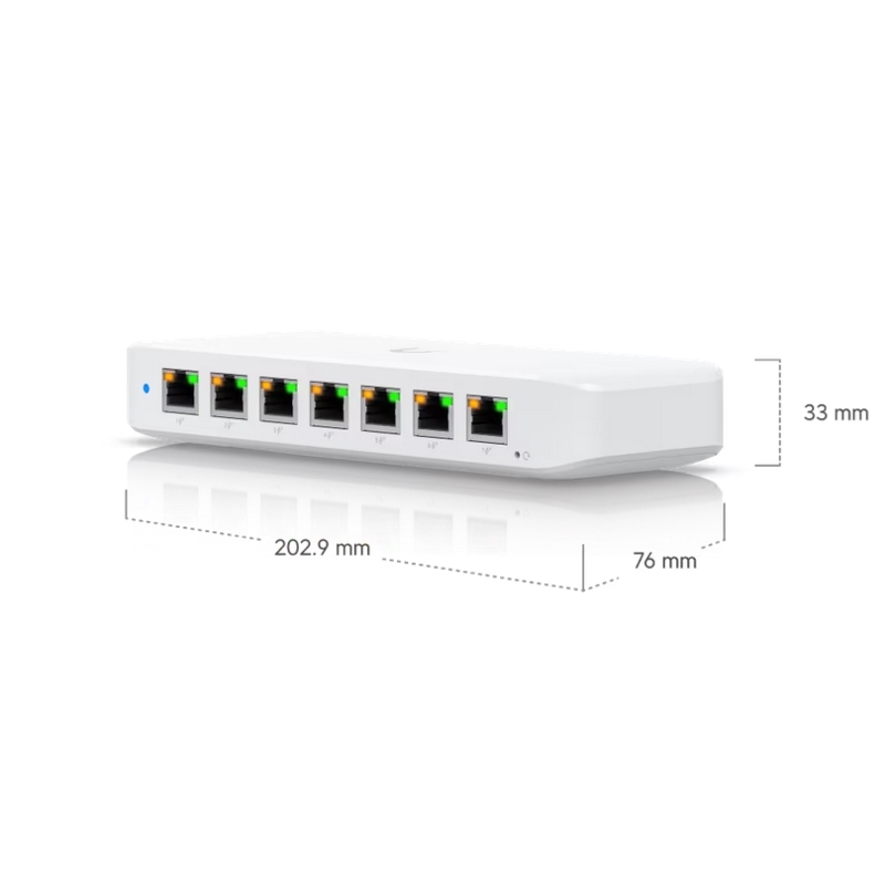 Коммутатор Ubiquiti USW-Ultra-60W управляемый, 8 портов 1 Гбит/с, 7 портов PoE, без вентилятора, фото 7