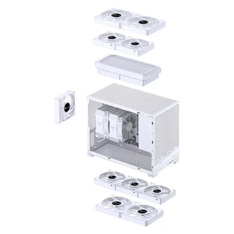 Корпус для ПК Jonsbo D32 PRO, Mini Tower, белый, под mATX, Mini-ITX, материал пластик, сталь, стекло, фото 6