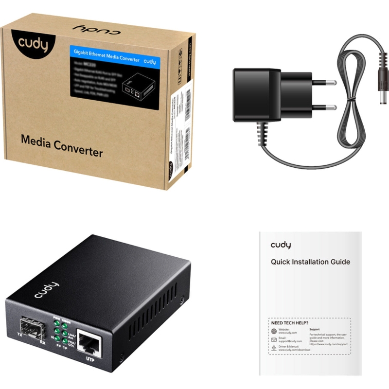 Медиаконвертер Cudy MC220P, слот SFP, порт 1 Гбит/с с PoE+ до 30 Вт, фото 3