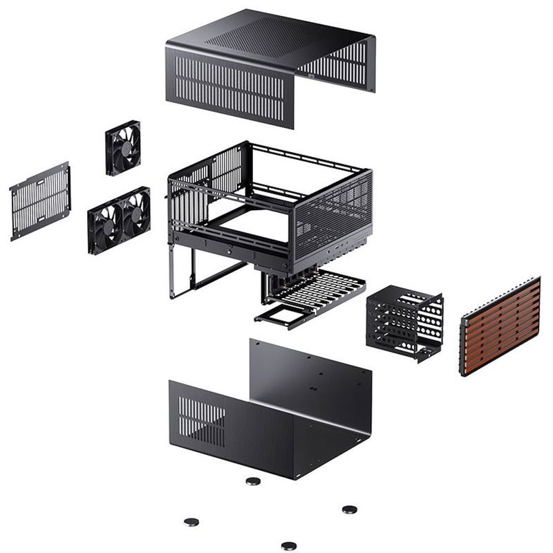 Корпус для ПК Jonsbo N5, Mini Tower, чёрный, под ATX, E-ATX, mATX, Mini-ITX, материал алюминий, дерево, сталь, фото 20