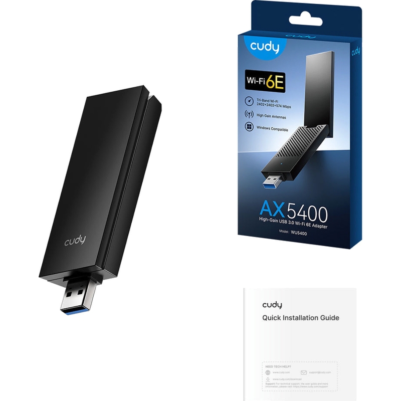 Wi-Fi адаптер Cudy WU5400 USB 3.0, Wi-Fi 6, 2,4/5/6 ГГц, фото 5