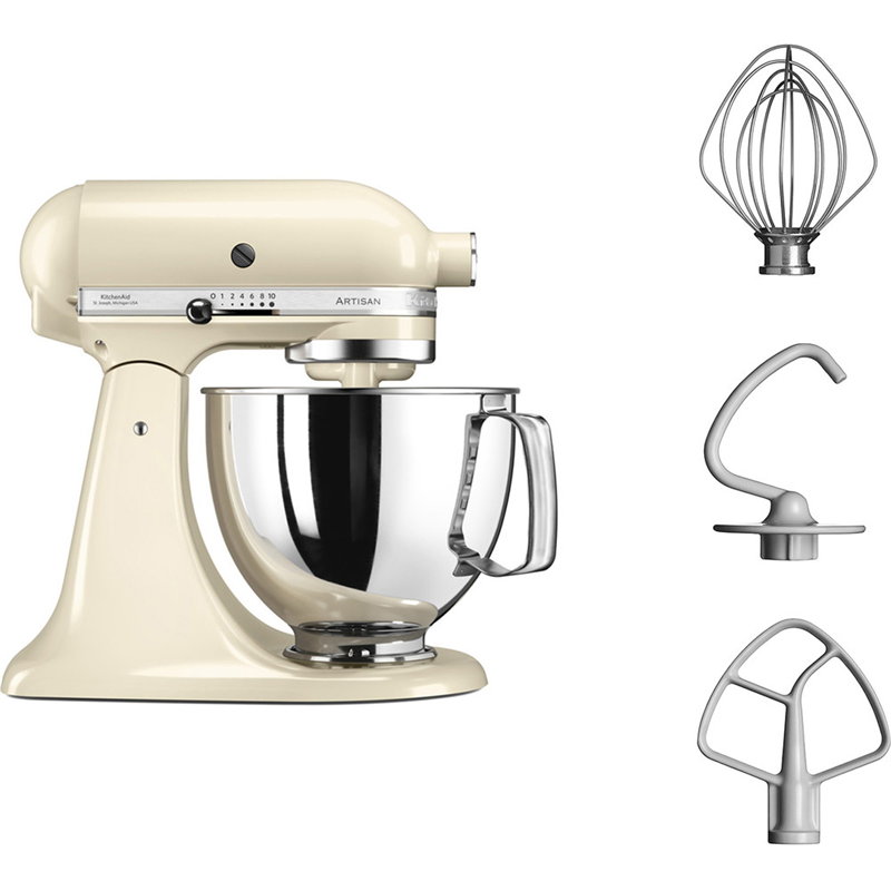 Планетарный миксер KitchenAid Artisan 5KSM125EAC, 4,8 л, 300 Вт, откидной блок, кремовый, фото 3