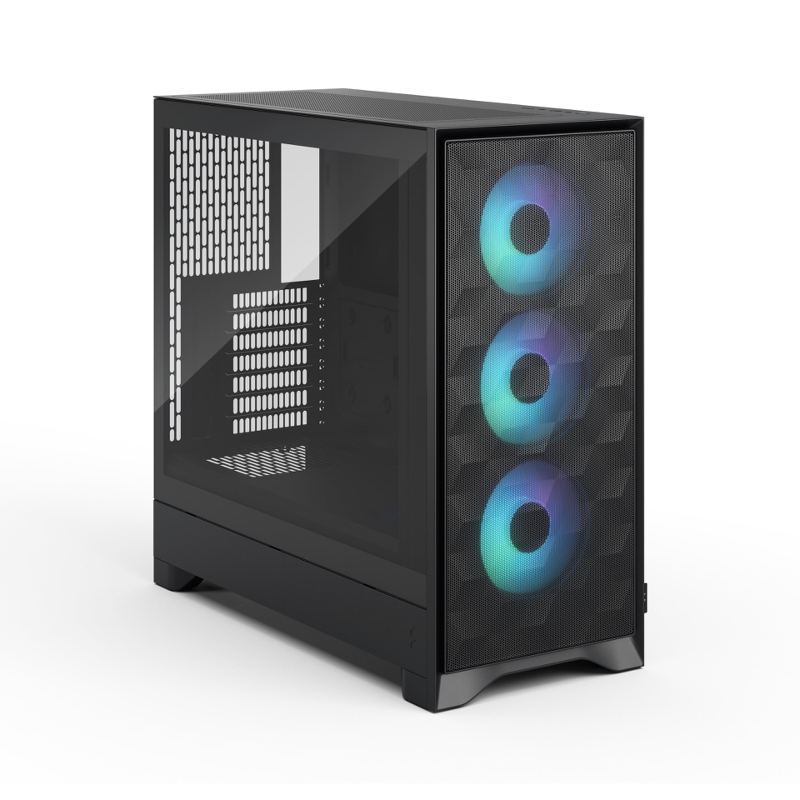 Корпус ПК без блока Case Fractal Design Pop 2 Air TG RGB, Midi-Tower, 3x120mm, 1xUSB-C + 1xUSB-A 3.2 ATX, mATX, mITX Black, фото 2
