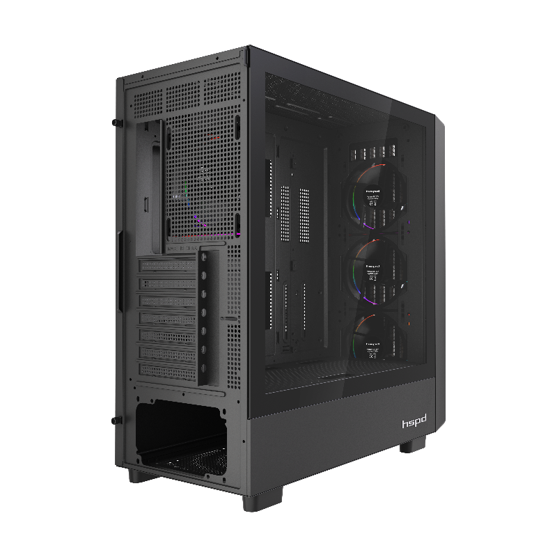 Корпус для ПК Hspd F760, Midi Tower, чёрный, под ATX, E-ATX, mATX, mITX, подсветка ARGB, фото 3