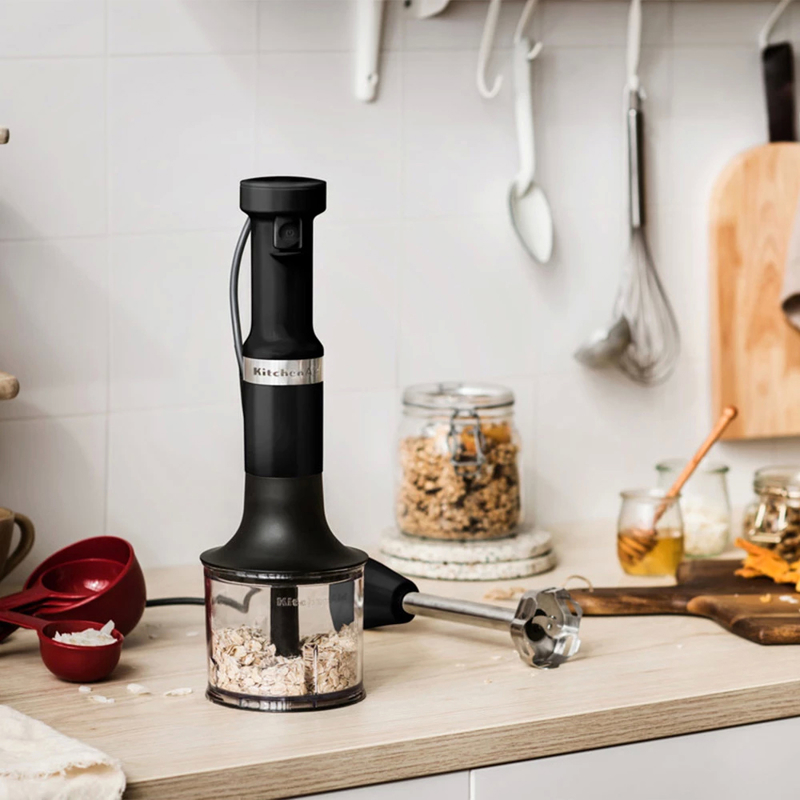 Погружной блендер KitchenAid 5KHBV83EBM, 180 Вт, измельчитель 600 мл, венчик, матовый чёрный, фото 8