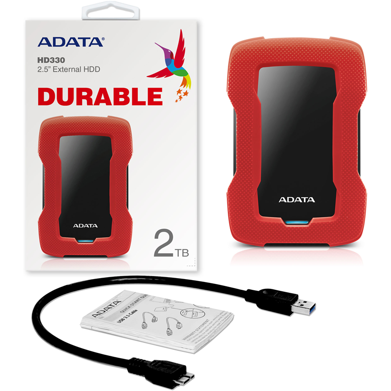 Внешний жёсткий диск 2TB ADATA HD330 (Red), Silicone, USB 3.2 Gen1, 133x89x16mm, 190g (ADATA AHD330-2TU31-CRD), фото 8