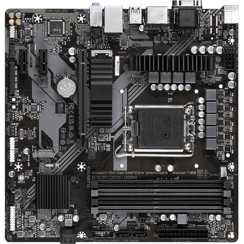 Материнская плата Gigabyte INTEL B760 s1700, LGA1700, mATX, DDR4, B760MDS3HDDR4, фото 5