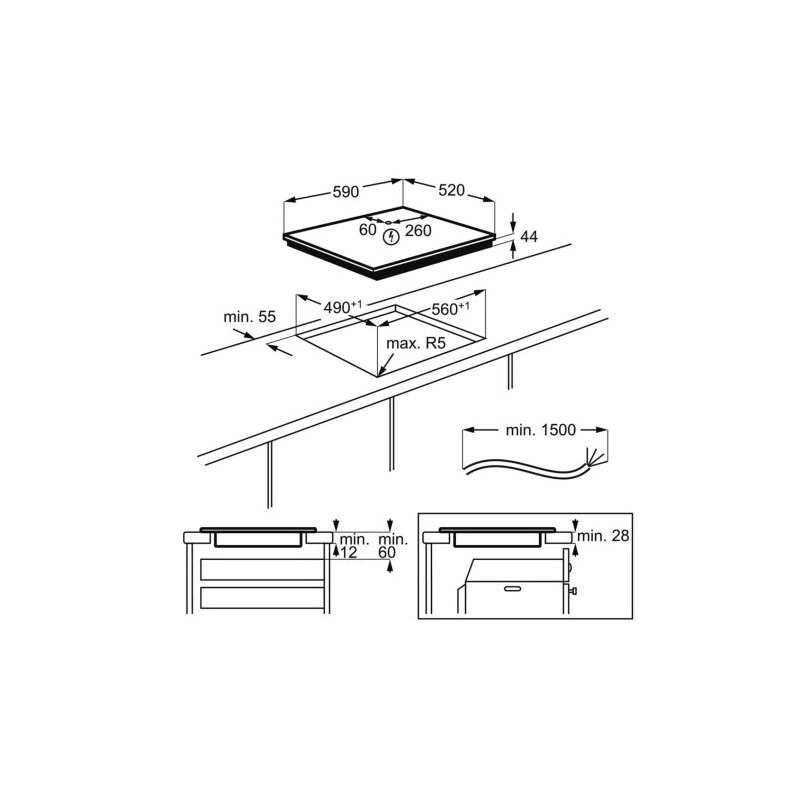 Варочная панель Electrolux EIT61443B, индукционная, 60 см, 4 конфорки, распознавание посуды, чёрная, фото 6