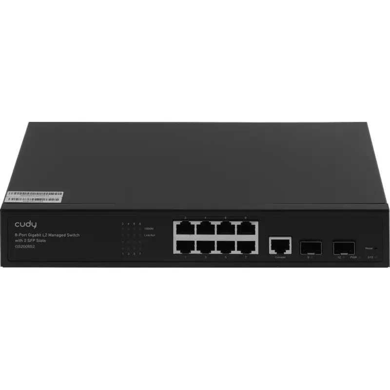 Коммутатор Cudy GS2008S2 управляемый L2, 8 портов 1 Гбит/с, 2 SFP, без вентилятора, фото 3