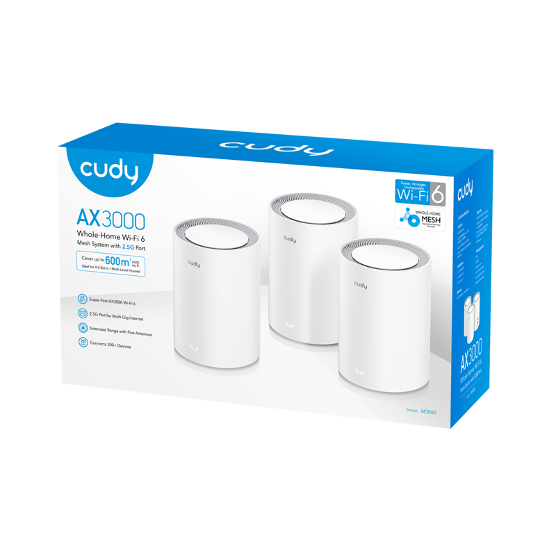 Mesh-система Wi-Fi Cudy AX3000 Wi-Fi 6 Mesh 2.5G Solution 3-Pack, 3 модуля, 5 антенн, фото 5