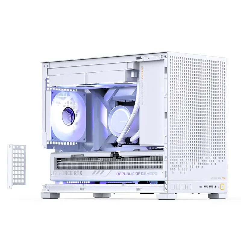 Корпус для ПК Jonsbo D32 PRO, Mini Tower, белый, под mATX, Mini-ITX, материал пластик, сталь, стекло, фото 3