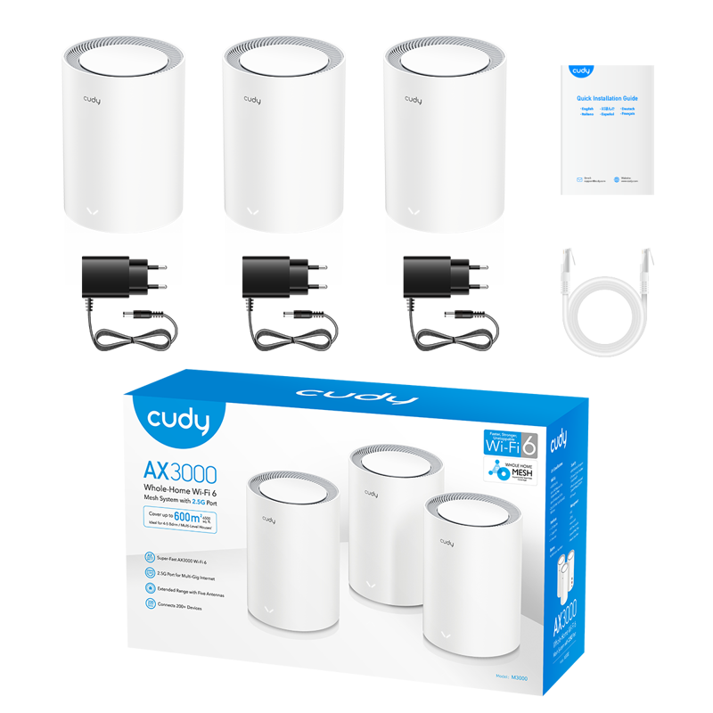 Mesh-система Wi-Fi Cudy AX3000 Wi-Fi 6 Mesh 2.5G Solution 3-Pack, 3 модуля, 5 антенн, фото 6