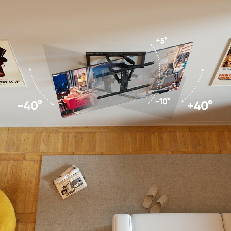Кронштейн ONKRON 32-90" макс 400*600 наклон -5°/+10°, поворот ±40° Макс нагрузка 50кг, от стены 34-330мм, черный (ONKRON SM6 BLACK), фото 4