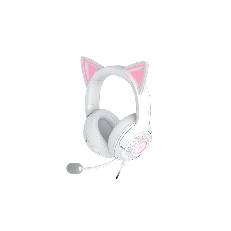 Гарнитура Razer Kraken Kitty V2, проводное подключение, USB Type-A, накладные, белый, розовый, фото 2