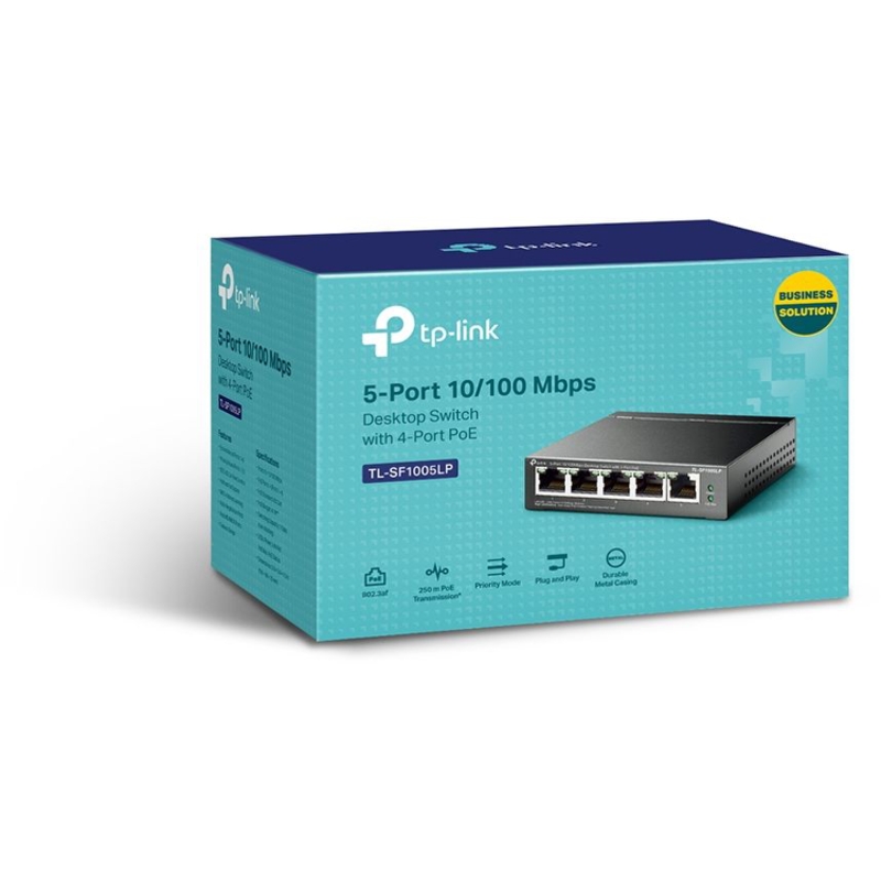 Коммутатор TP-Link TL-SF1005LP неуправляемый, 5 портов 100 Мбит/с, 4 порта PoE, бюджет 41 Вт, фото 3