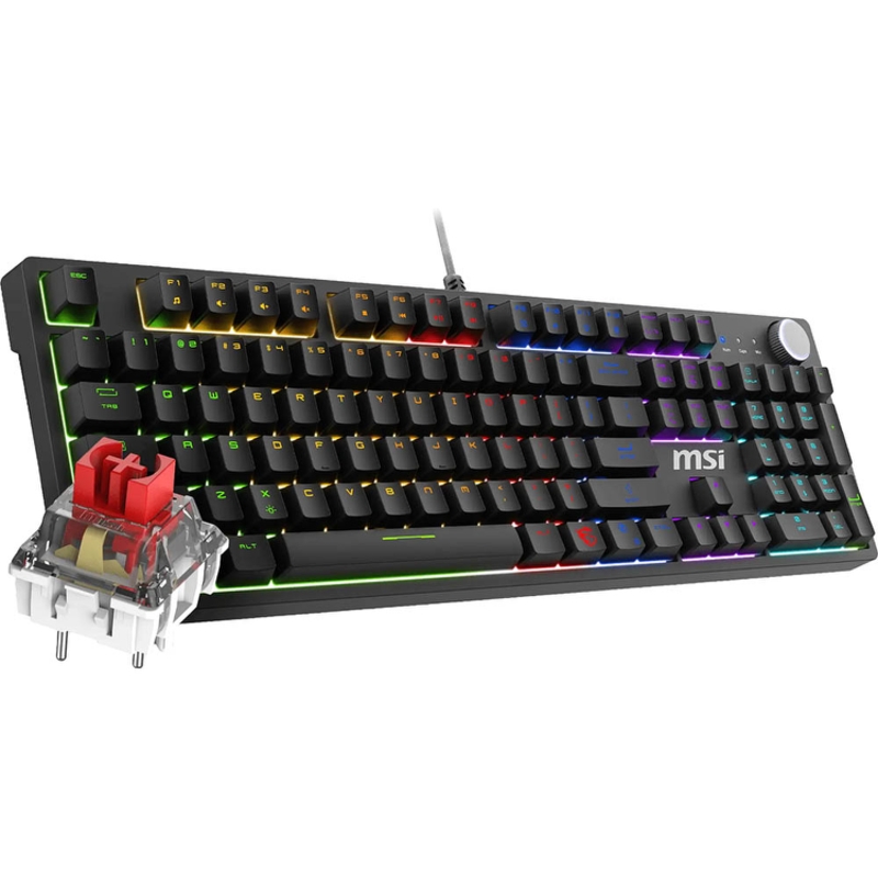 Клавиатура MSI FORGE GK320 RED RU, проводное подключение, USB-A, механические, чёрный, подсветка, фото 7