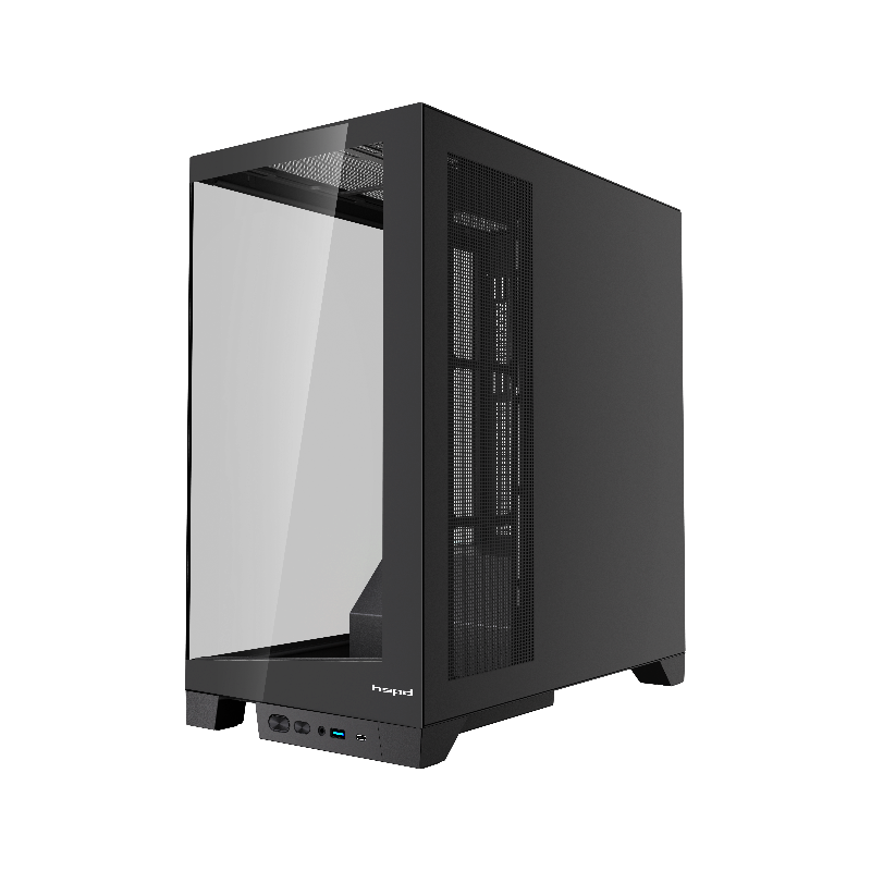 Корпус для ПК Hspd F550, Midi Tower, чёрный, под ATX, mATX, mITX, материал закалённое стекло, сталь, фото 3