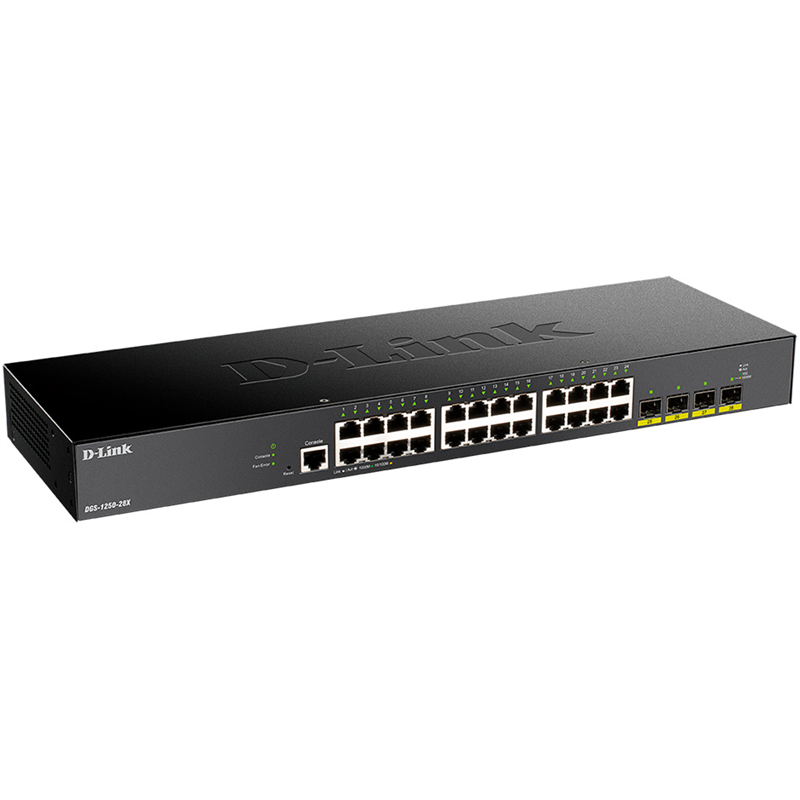 Коммутатор D-Link DGS-1250-28X смарт L2, 24 порта 1 Гбит/с, 4 порта SFP+ 10 Гбит/с, фото 2